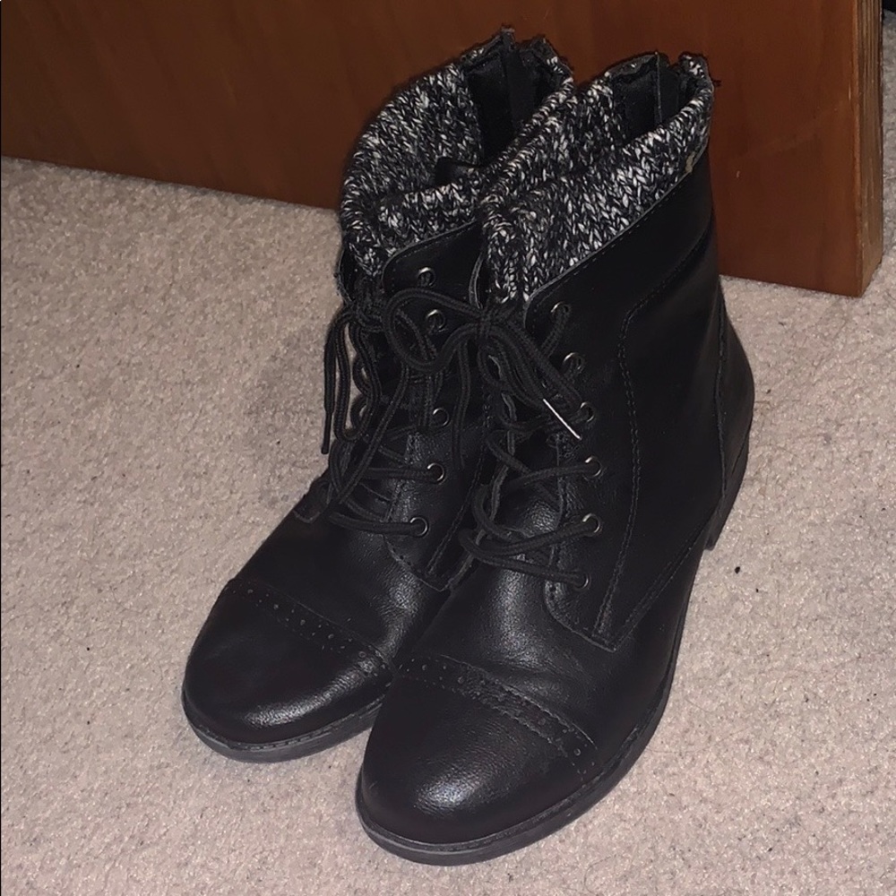 Black combat boots